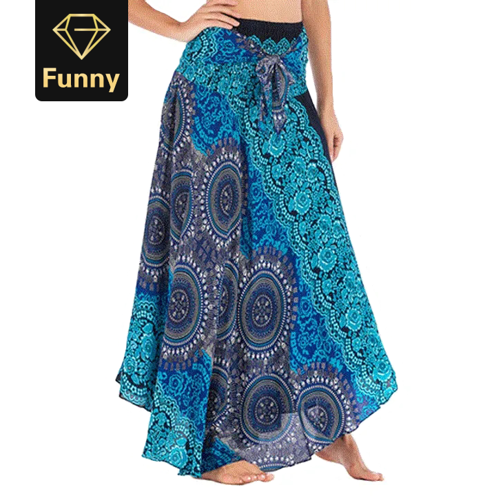 2021 High quality Summer Bohemia Beach Skirts For Women Long Hippie Flowers Elastic Empire Waist Halter Skirt