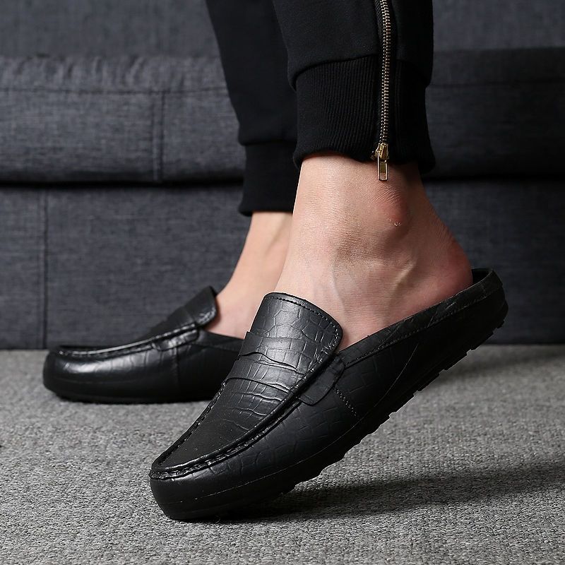 Men's Shoes > Slippers > Mules & Clogs Beach personality Korean men's peas half slippers plastic imitation leather waterproof men's oversho