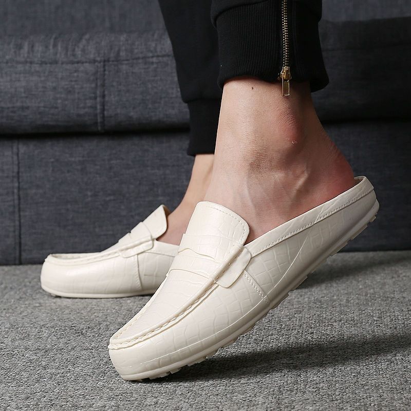 Men's Shoes > Slippers > Mules & Clogs Beach personality Korean men's peas half slippers plastic imitation leather waterproof men's oversho