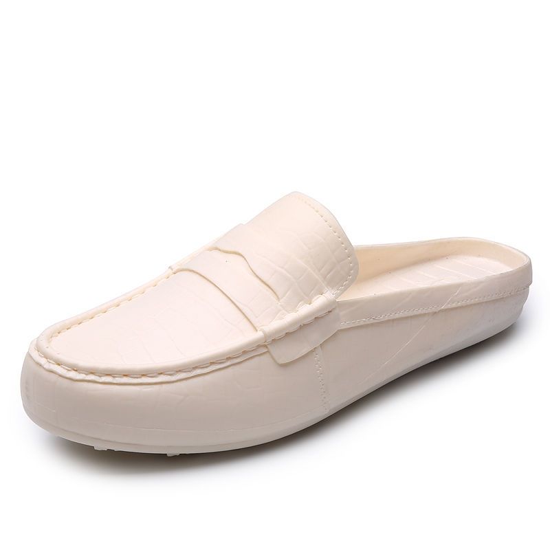 Men's Shoes > Slippers > Mules & Clogs Beach personality Korean men's peas half slippers plastic imitation leather waterproof men's oversho