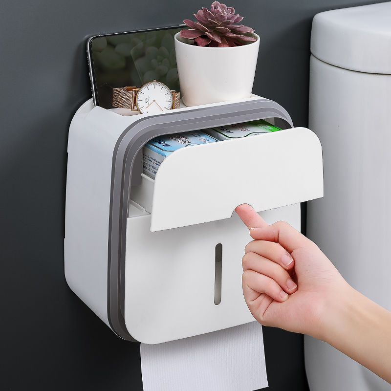 Toilet tissue box toilet toilet paper rack wall-mounted pumping box free perforation creative waterp