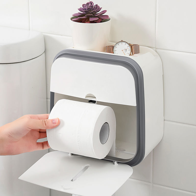 Toilet tissue box toilet toilet paper rack wall-mounted pumping box free perforation creative waterp