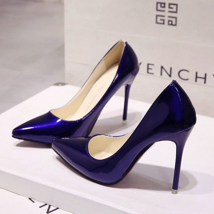 Women's Shoes > Heels High heels women's thin heels 2022 new black pointed middle heel shallow mouth sexy patent leather women's versatile single shoes