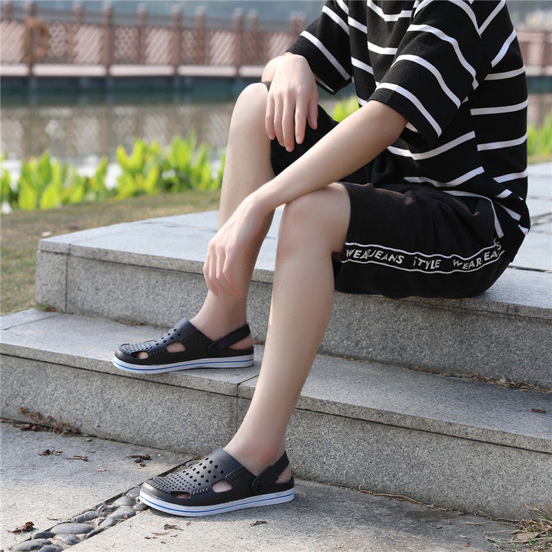 Men's Sandals Men's Mesh Hole Shoes Casual Breathable Korean Sandals Beach Shoes Men's Slippers