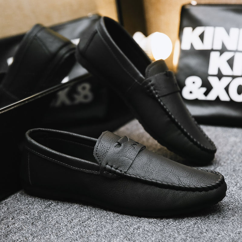 Peas shoes men's all-match low-top leather shoes casual men's shoes lazy peas shoes