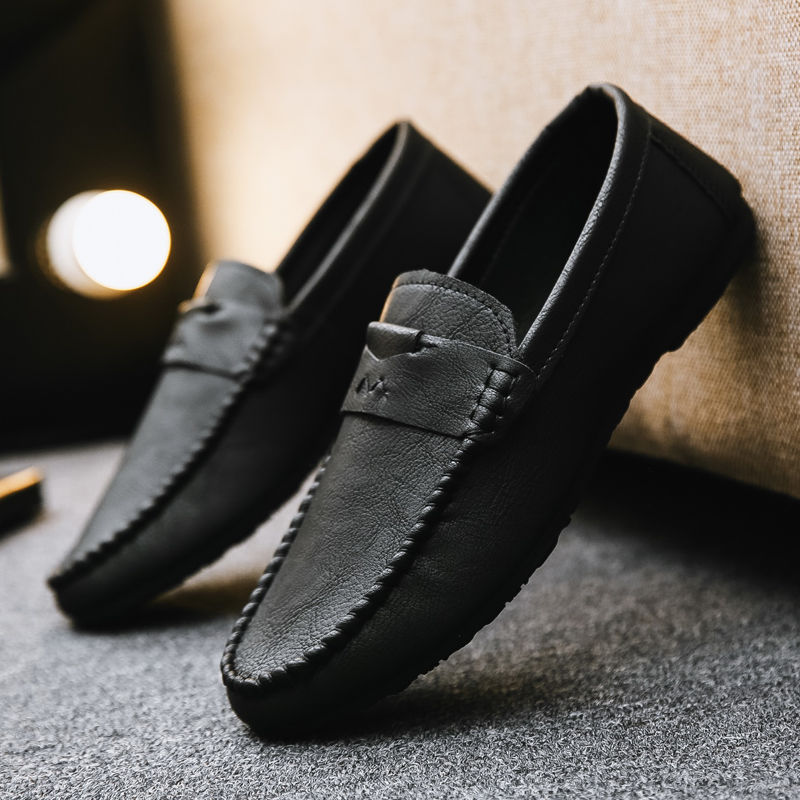 Peas shoes men's all-match low-top leather shoes casual men's shoes lazy peas shoes