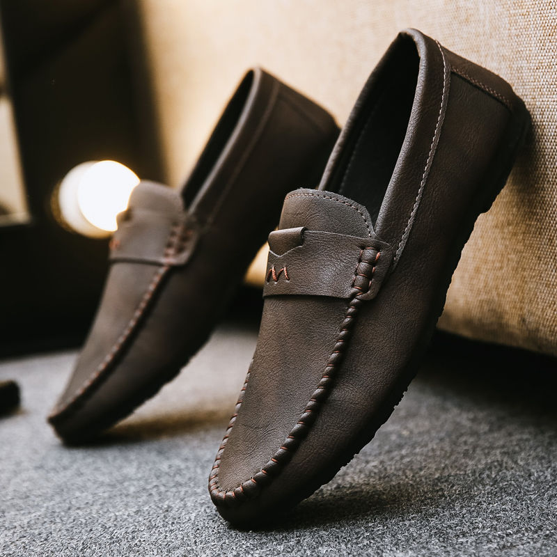 Peas shoes men's all-match low-top leather shoes casual men's shoes lazy peas shoes