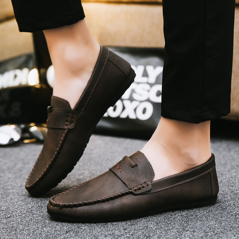 Peas shoes men's all-match low-top leather shoes casual men's shoes lazy peas shoes