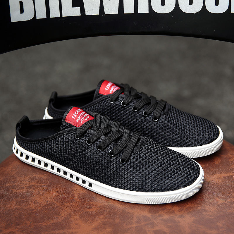 New Men's Half Slippers Korean Style Trendy Mesh Breathable Shoes Men's Casual Shoes