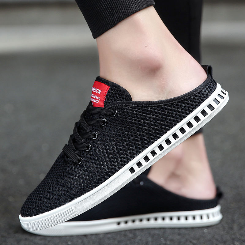 New Men's Half Slippers Korean Style Trendy Mesh Breathable Shoes Men's Casual Shoes