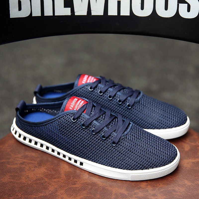New Men's Half Slippers Korean Style Trendy Mesh Breathable Shoes Men's Casual Shoes