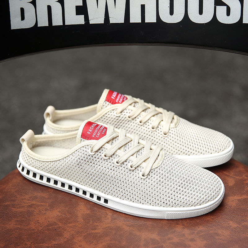 New Men's Half Slippers Korean Style Trendy Mesh Breathable Shoes Men's Casual Shoes