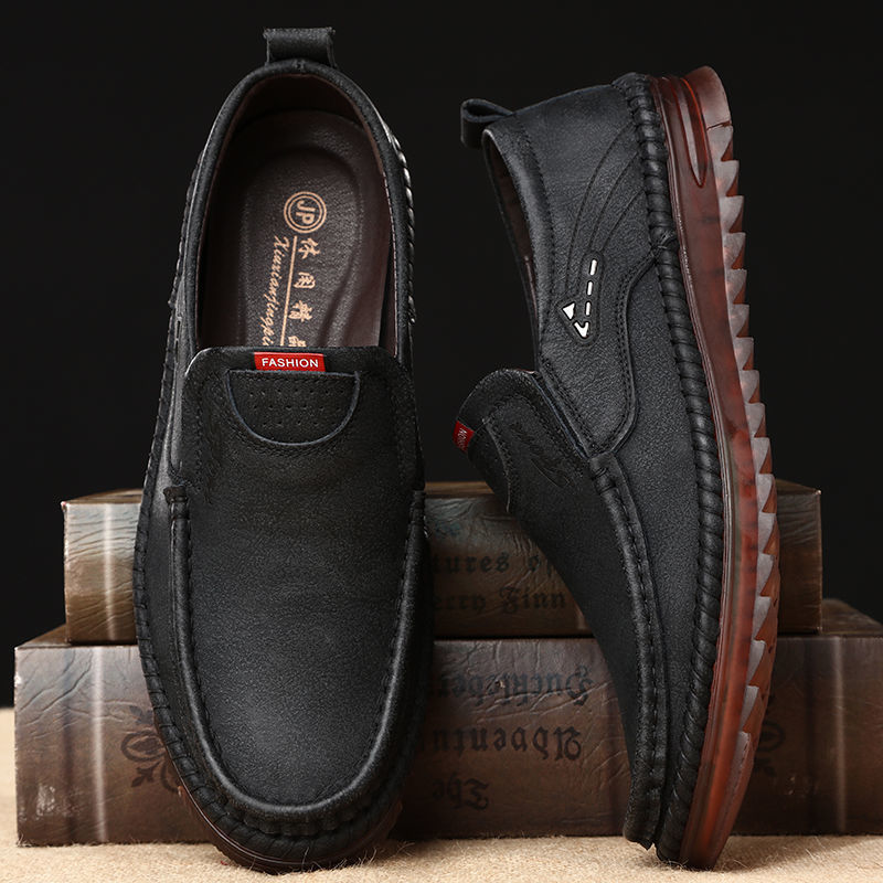 Men's Shoes > Flats > Loafers Leather shoes men's new peas shoes leather breathable soft sole casual men's shoes