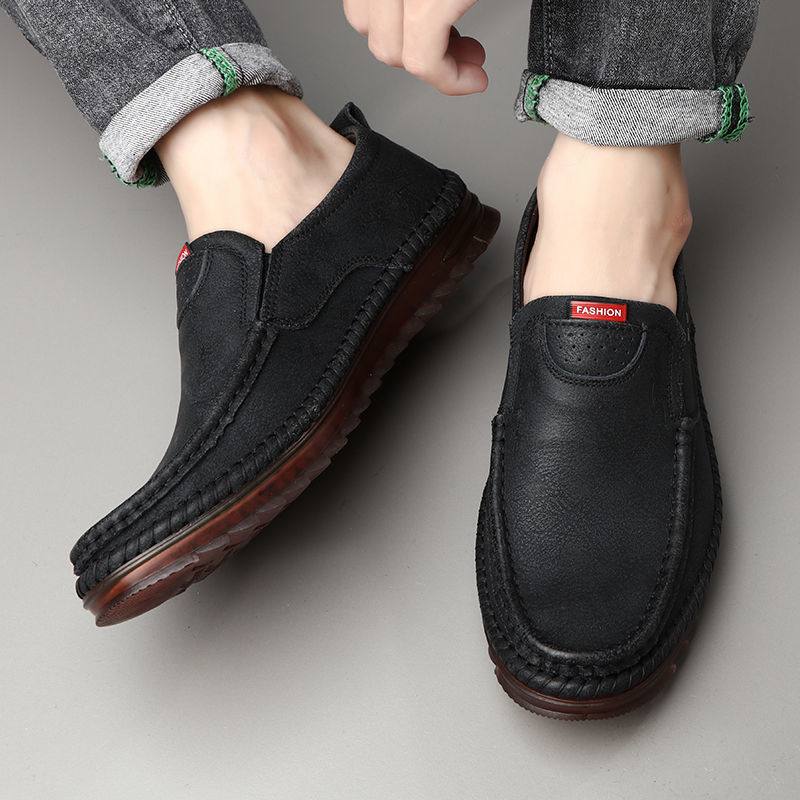 Men's Shoes > Flats > Loafers Leather shoes men's new peas shoes leather breathable soft sole casual men's shoes