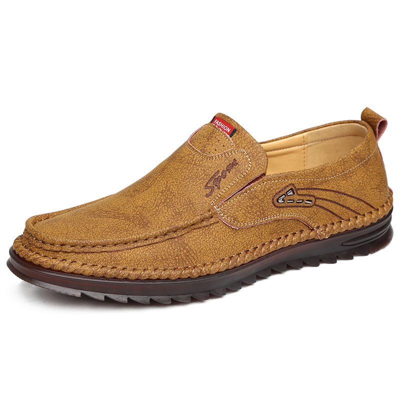 Men's Shoes > Flats > Loafers Leather shoes men's new peas shoes leather breathable soft sole casual men's shoes