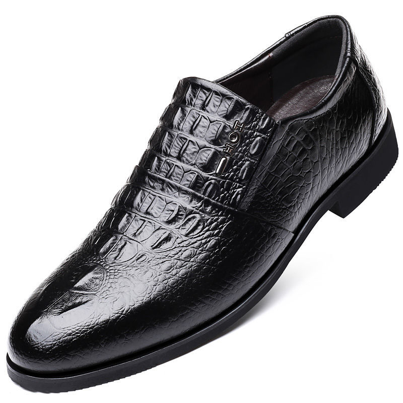 The first layer of cowhide and fish pattern men's Korean casual leather shoes trendy foot shoes