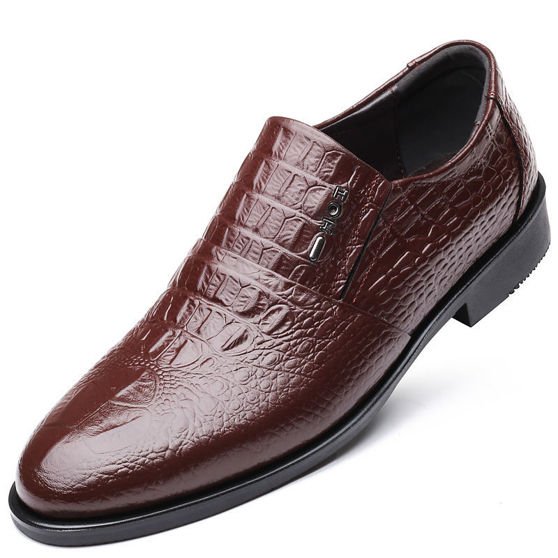 The first layer of cowhide and fish pattern men's Korean casual leather shoes trendy foot shoes
