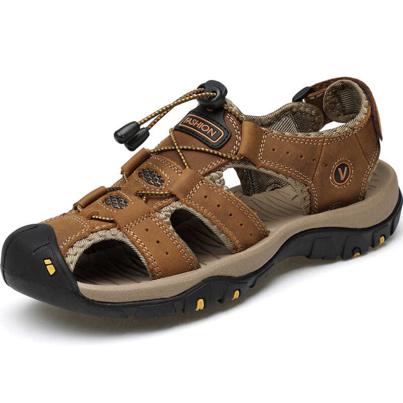 Sandals men's outdoor sports leather toe cap casual shoes slippers breathable men's beach shoes