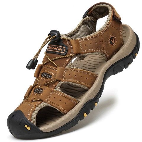 Sandals men's outdoor sports leather toe cap casual shoes slippers breathable men's beach shoes