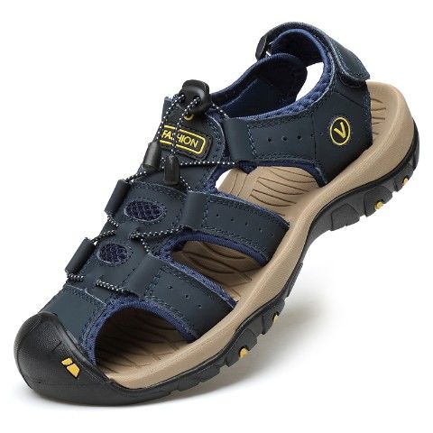 Sandals men's outdoor sports leather toe cap casual shoes slippers breathable men's beach shoes