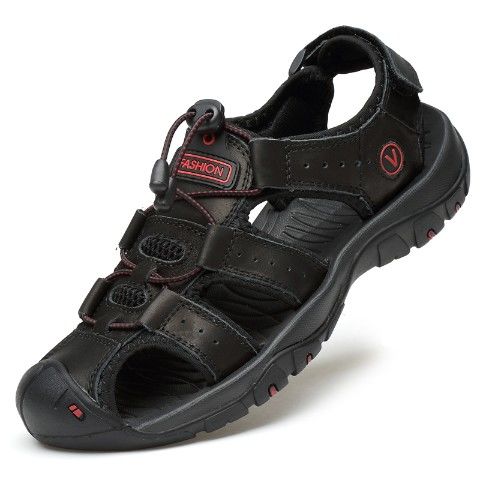Sandals men's outdoor sports leather toe cap casual shoes slippers breathable men's beach shoes