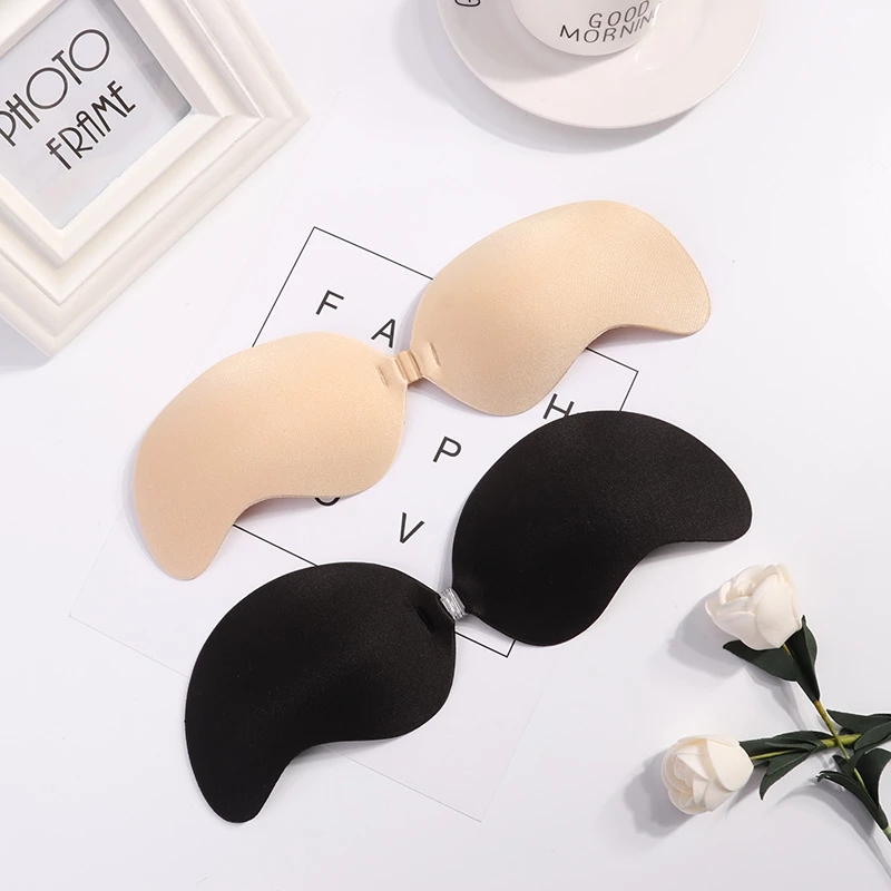 Women Push Up Silicone Mango Self Adhesive Bra / Ladies Strapless Sticky Invisible Push up Silicone Bras Suitable For Backless Dress Push