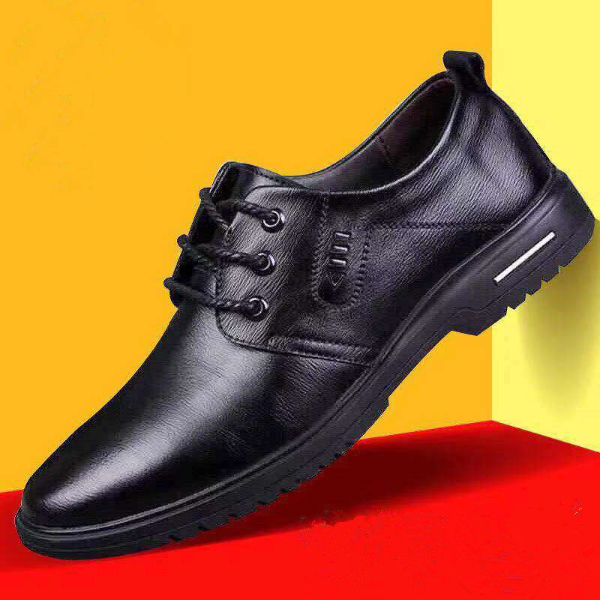 Soft leather soft bottom spring and summer men's leather shoes business casual shoes men's trend all-match round toe lace up youth work shoes