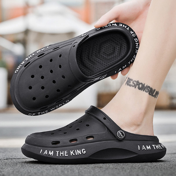 2022 summer new style hole shoes men's non-slip thick-soled sandals men's trend outer wear Baotou slippers deodorant