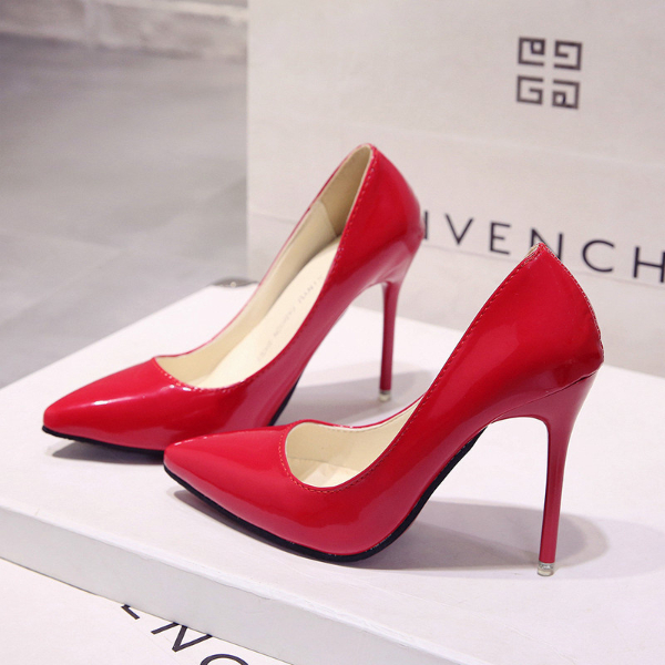 New sexy blue pointy shoes nightclub nude large size stiletto heels red wedding shoes black work shoes