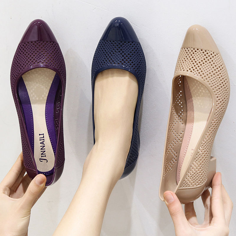 Fashion Sandals women's fashion single shoes thick heel anti slip shallow mouth casual women's shoes