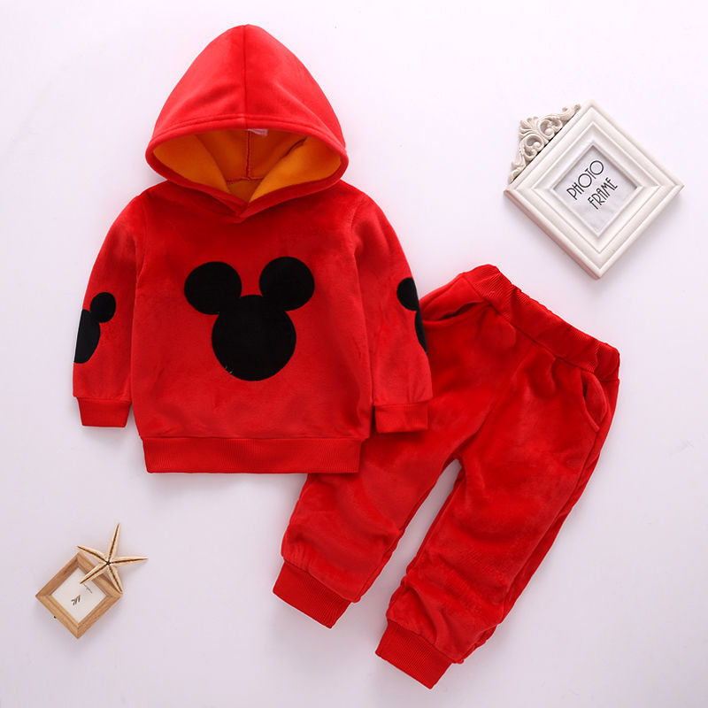Spring suit for boys and girls two piece plush and thickened sports set for boys and girls Suits