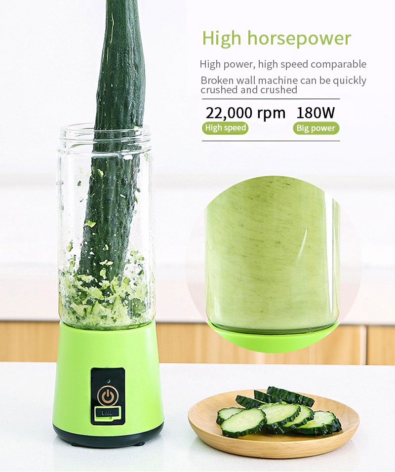 380ml Portable Juicer Electric USB Rechargeable Smoothie Blender Machine Mixer Mini Juice Cup