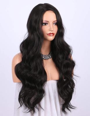 Western style fashion Ms Big wave black Middle score Long curly hair Chemical fiber wig
