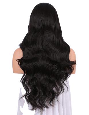 Western style fashion Ms Big wave black Middle score Long curly hair Chemical fiber wig