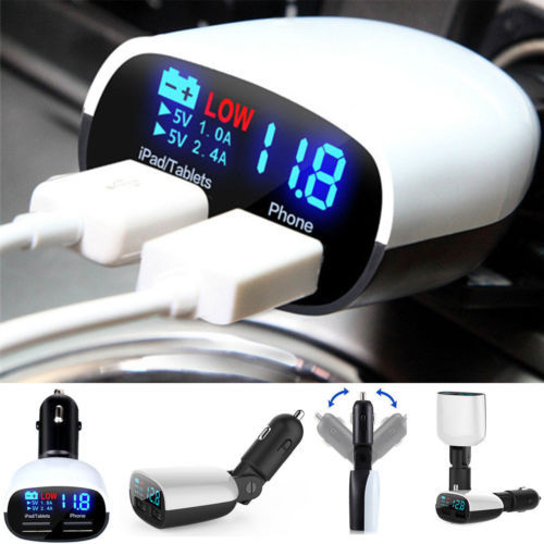 Digital display Car charger With LED Voltage Current display Car charger 3.4A Dual usb Car charger