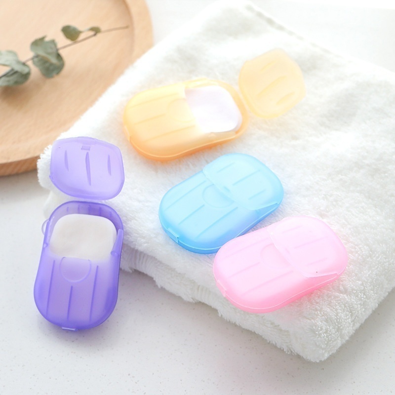 Outdoor Portable Mini Soap Scented Paper Sheets Slice Bath Washing Hand Cleaning Care Case