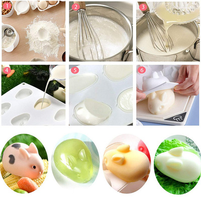 Silica gel 6 companies rabbit cake Mould Three-dimensional rabbit Pudding Jelly mold Baking tool