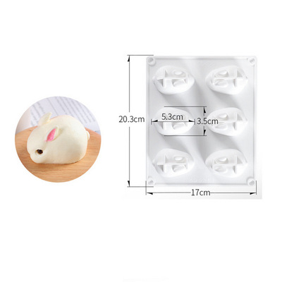 Silica gel 6 companies rabbit cake Mould Three-dimensional rabbit Pudding Jelly mold Baking tool