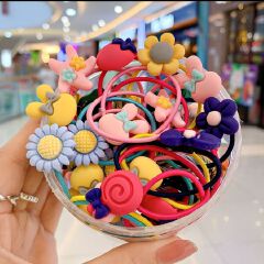 child Cartoon little rubber band tie hair Does not hurt hair Internet celebrity girls fruit Hair ring Baby