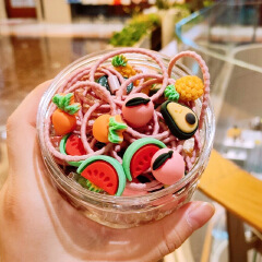 child Cartoon little rubber band tie hair Does not hurt hair Internet celebrity girls fruit Hair ring Baby