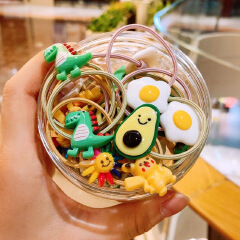 child Cartoon little rubber band tie hair Does not hurt hair Internet celebrity girls fruit Hair ring Baby