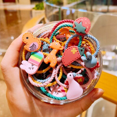 child Cartoon little rubber band tie hair Does not hurt hair Internet celebrity girls fruit Hair ring Baby