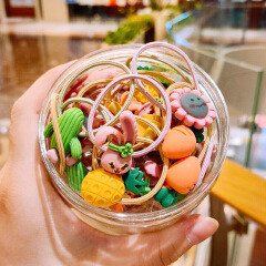 child Cartoon little rubber band tie hair Does not hurt hair Internet celebrity girls fruit Hair ring Baby