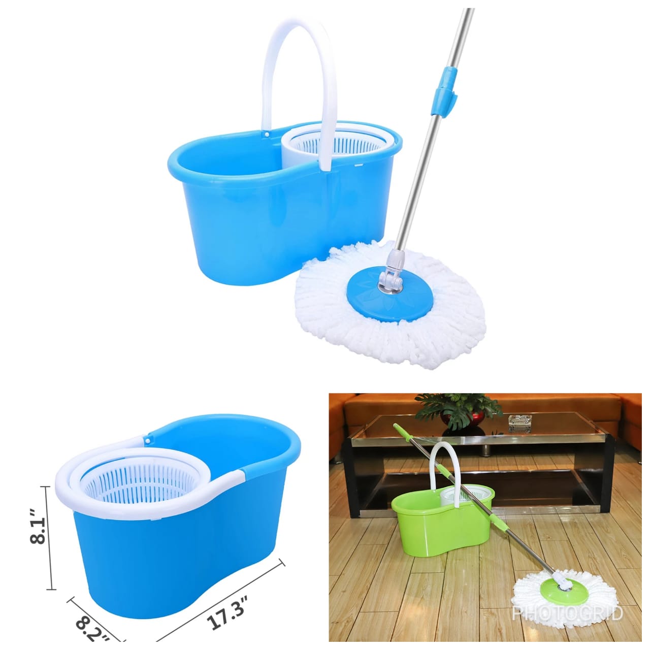 360 Degrees RotatingMop With Bucket Microfiber Head