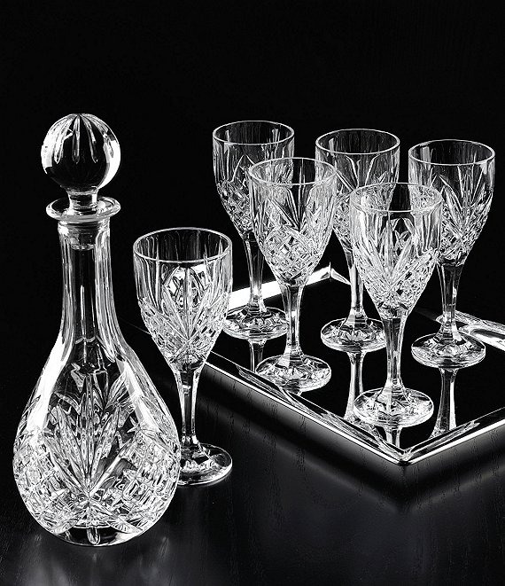7 Piece Drinking Set: Crystal Decanter With Wine Kitchen Glasses