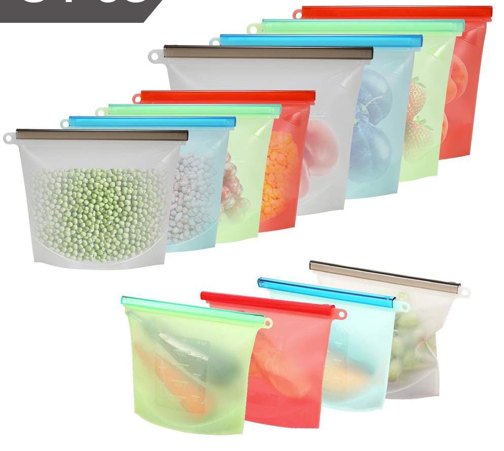 5 Pieces Reusable Silicone Fridge Food Storage Kitchen Bags