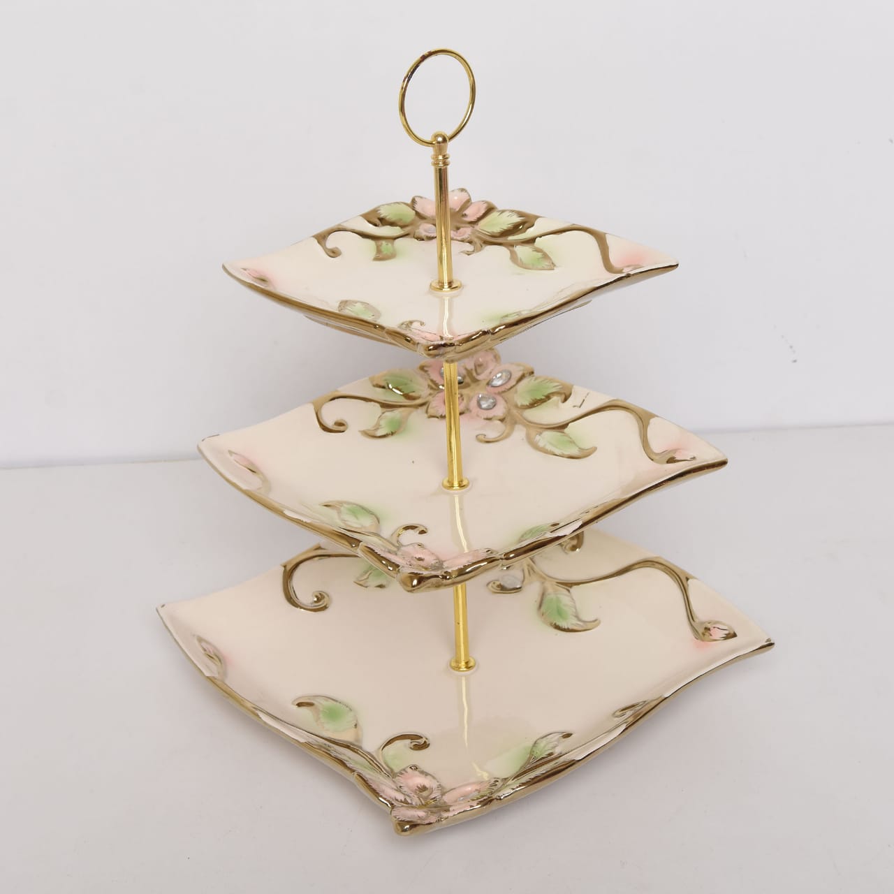 Ceramic Kitchen Cake Stand With Gold