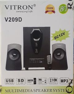 Vitron V209D 2 In 1 3500W Woofer/Speaker AC/DC Function, FM Radio, BT, Husband/Flash Port &amp; SD Slot
