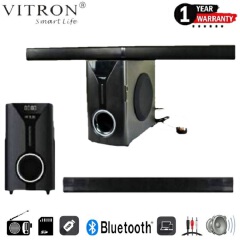 【BIG OFFER】Vitron 2.1CH Multimedia Bluetooth Woofer Speaker System Subwoofer Soundbar BT/USB/SD/FM Subwoofer Home Audilo System Soundbar with Remote Control 9000W +Free Extension Cable