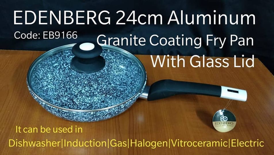 24cm Edenberg granite coating flying pan with glass lid as pictured